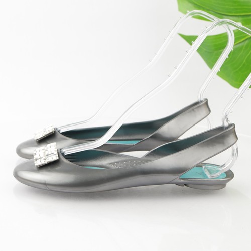Oka B Okabashi Women's Flats Size 9 Slingback Silver Gray Jelly Shoe Rhinestones - Picture 9 of 13