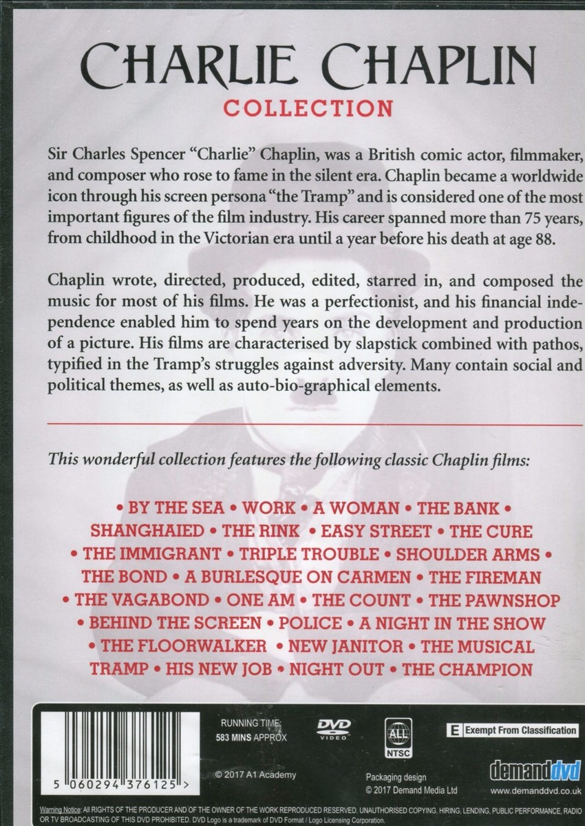 THE CHARLIE CHAPLIN COLLECTION - 4 DVD BOX SET - 27 CLASSIC FILMS
