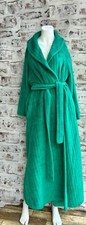 Vintage Jade Green Striped Robe Plush Borg Fuzzy Aged Tie Robe Size Medium