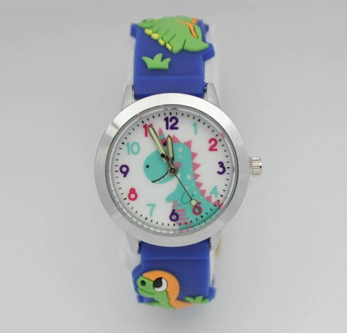 Orologio Ragazzi/Bambini: Colorato, Blu, Fantasy, Facile da Leggere, Cinturino 3D, Dinosauro - Foto 2 di 3