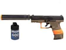 Refurbished Airsoft Walther PPQ Black/Tan Spring Pistol Kit SB199 w/ 400 bbs