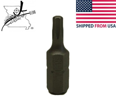1 T15 Torx Star 25mm Long 1/4'' Hex Shank Screwdriver Bit Hardened 1'' Replacement