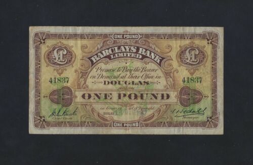 Isle of Man 1 Pound 1957 P-1 VF-XF EXTREMELY RARE UK ENGLAND