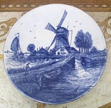 Assiette de collection Delft Blauw Signée 20,5 cm décor Hollande classique