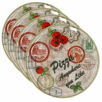 4Er Set Pizzateller Moskau GrüN Ø 31,5 Cm Servier-Platte Xl-Teller Porzellan