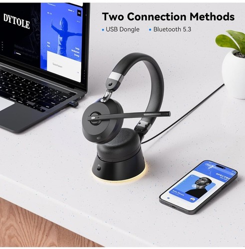 Cuffie Wireless - Auricolare Bluetooth con Microfono Cancellazione Rumore e Ricarica - Foto 3 di 6