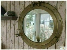 20 Zoll Antik Messing Maritim Schiff Boot Fenster Wand Spiegel Bullauge Dekor
