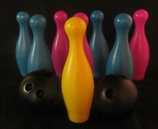 Plastic Bowling Set Toy 8 Colored Pins and 2 Balls