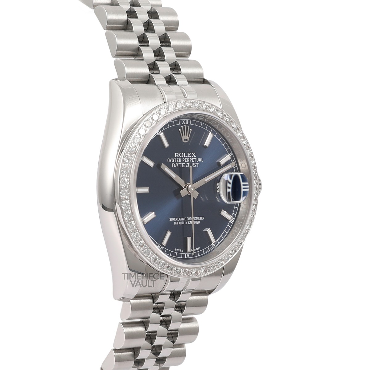 ROLEX MENS DATEJUST 116234 STEEL 36MM WATCH NAVY BLUE STICK DIAL