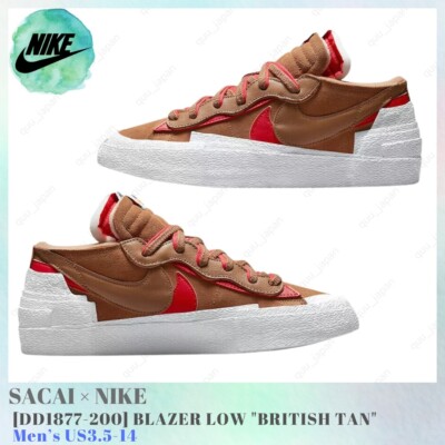 SACAI × NIKE BLAZER LOW BRITISH TAN DD1877-200 Men's US3.5-14 NEW