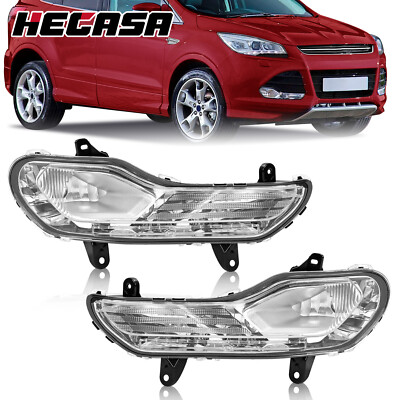 HECASA Clear Fog Light Bumper Lamps Left+Right Side For Ford Escape Kuga 2013-16