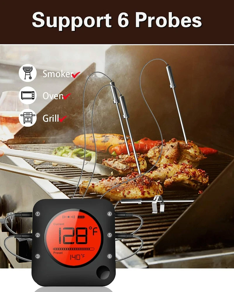 BFOUR Meat Thermometer Wireless Bluetooth, Digital Meat Thermometer with Dual Pr BFOUR Meat Thermometer Wireless Bluetooth, Digital Meat Thermometer with Dual Pr
