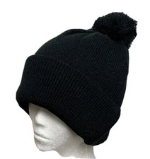 THICK LARGE SOLID COLOR POM BEANIE KNIT WINTER WARM CAP HAT BLACK BLUE GRAY PINK