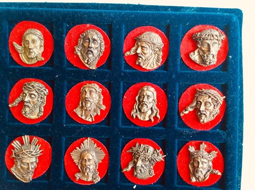 RARO SET DA COLLEZIONE TARGHE VINTAGE VOLTI SANTI DI GESÙ/SINDONE DI CRISTO ICONE - Foto 4 di 12