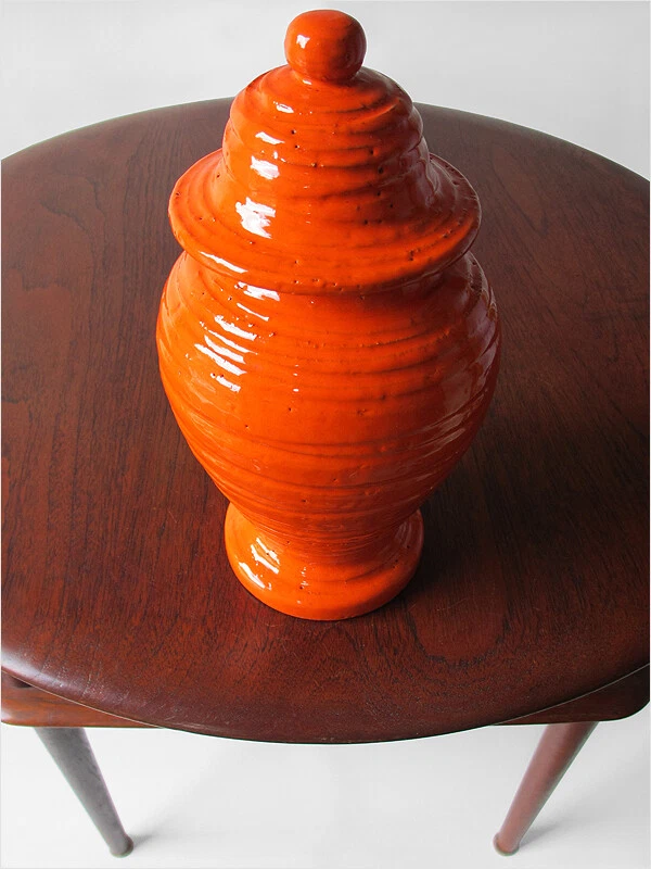 Jarrón bitossi italia mediados de siglo arte naranja moderno cerámica boticario años 60 Foto 3 de 4