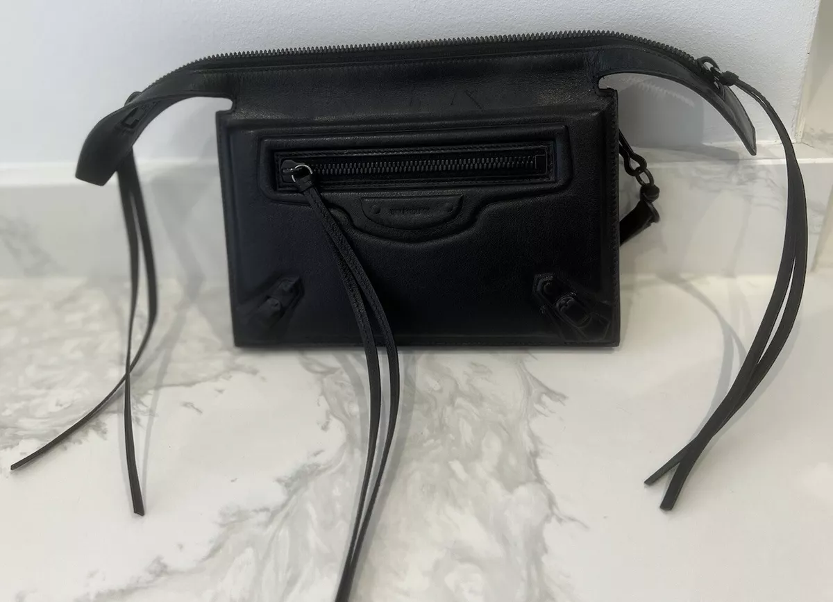 Balenciaga Neo Classic Black Leather Clutch Bag with original dustbag