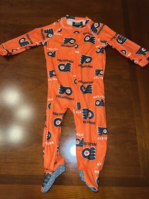 NHL Philadelphia Flyers Toddler Fleece Footed One Piece Pajamas Size 3-6  Months