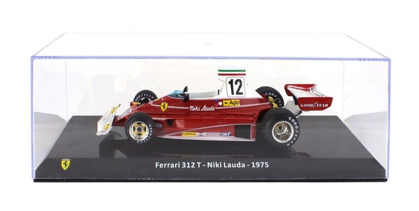 Statisches Modellauto Ferrari F1 312T 1975 Niki Lauda Mit Vitrine Massstab 1:24-image