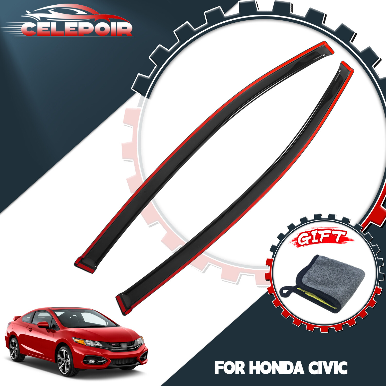 Window Visors Vent Rain Guard Deflectors Shade For Honda Civic COUPE 2012-2015 &sacute;
