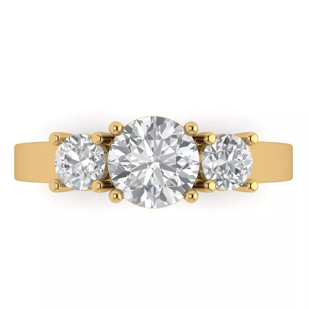 1.7ct Round 3 stone Simulated Engagement Wedding Anniversary Ring 14k Solid Gold