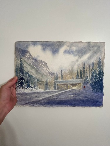 CHRIS ISKIW 11x14 - Original Art Watercolor Painting Winter snow tunnels COA - Picture 2 of 7