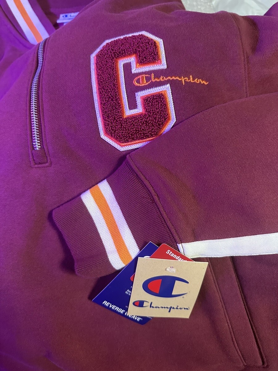 Champion Varsity Jacket Burgundy Coat Half Quarter Zip