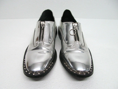 Design Lab Lord & Taylor Remie Shoes Silver Patent Loafers Women's Size 7.5 M