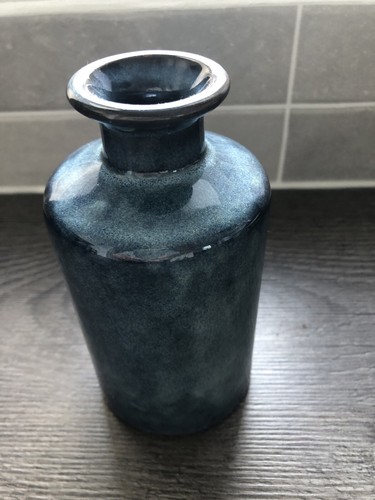 Blue Glazed Ceramic Pottery Vase - Picture 5 of 13