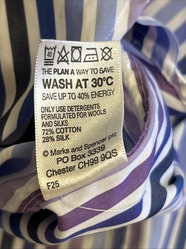 Marks & Spencer Timonthy Everest Cotton Silk Smart Dress Shirt Lilac Mix 17" - Picture 9 of 9