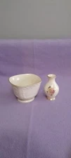 Lenox Queen's Garden Bud Vase and Cream-Colored Dish