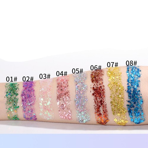 Body Glitter Gel Face Glitters Body Gel Sequins Liquid Eyeshadow Chunky Glitter - Picture 3 of 20