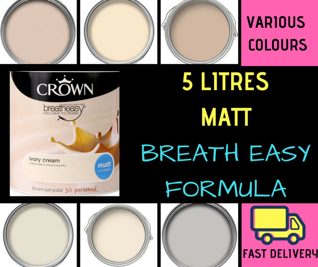 Crown Bathroom Bath Room Mid Sheen Emulsion Paint 8 Colours Choices 5l