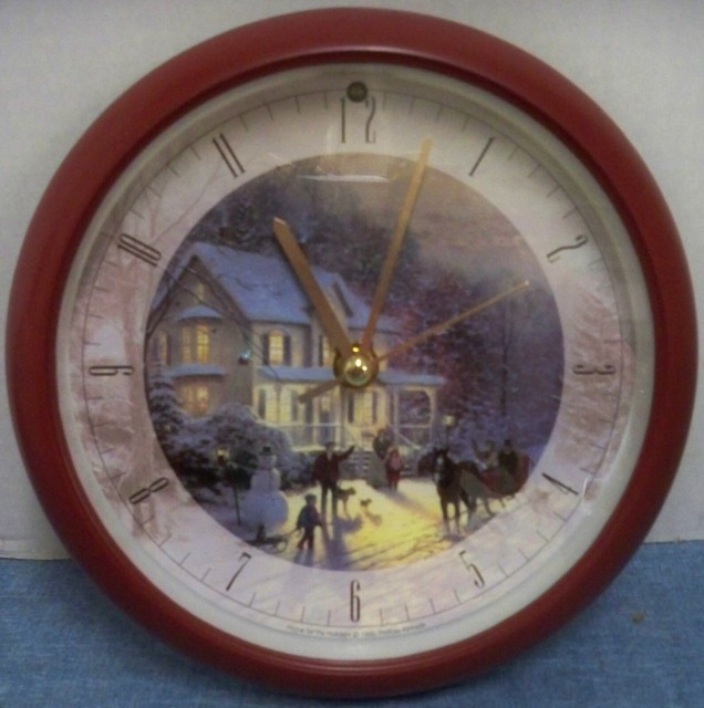 1990 Thomas Kinkade Home for the Holidays Musical Wall Clock Song Each