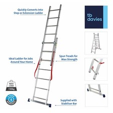 TB Davies 3Way Combination Ladder 2 Section Extension Ladder