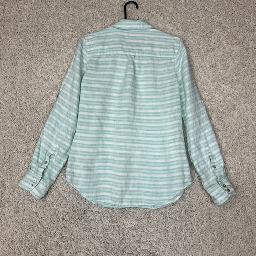 Vineyard Vines 100% Linen 1/2 Button Popover Shirt Blouse Womens 8 Beachy Spring - Picture 7 of 8