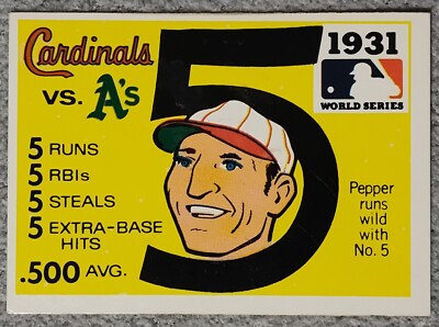 1931 CARDINALS VS A'S  1968 RG LAUGHLIN FLEER WORLD SERIES CARD( Surface)