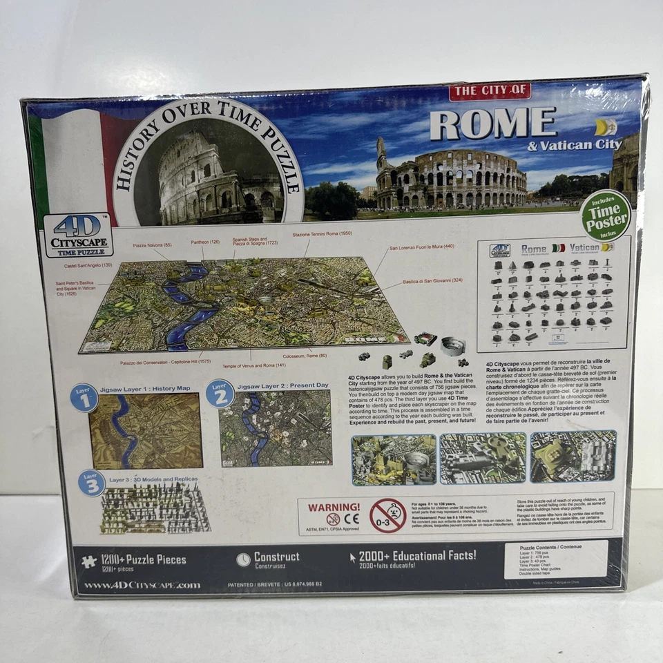 Rome 4D Cityscape Time Puzzle Vatican City 1200 pieces BRAND NEW WRAPPED - Image 2 of 2