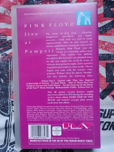 Pink Floyd – Live At Pompeii (Full Length Version Contains Extra Footage) - VHS - Picture 2 of 2