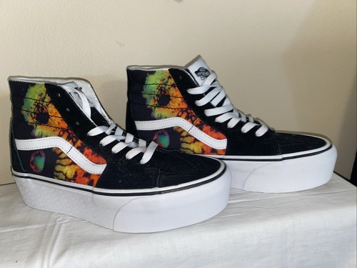 Sneaker Vans donna Sk8-Hi platform ~ meravigliosa paradossale nero/multi ~ taglia 8 ~ nuova senza scatola - Foto 3 di 6