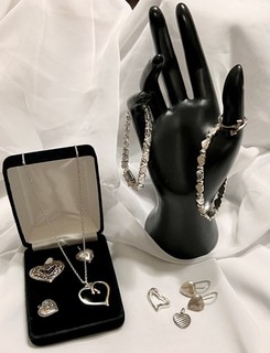 HEART LOT Sterling Silver 925 SCRAP or USE Pendant Locket Bracelet VINTAGE 45 Gr