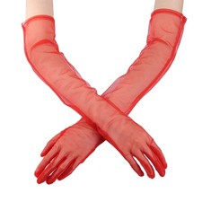 Women's Tulle Gloves Long Mesh Gloves 1920s Flapper Gloves Elbow Stretchy Glo...