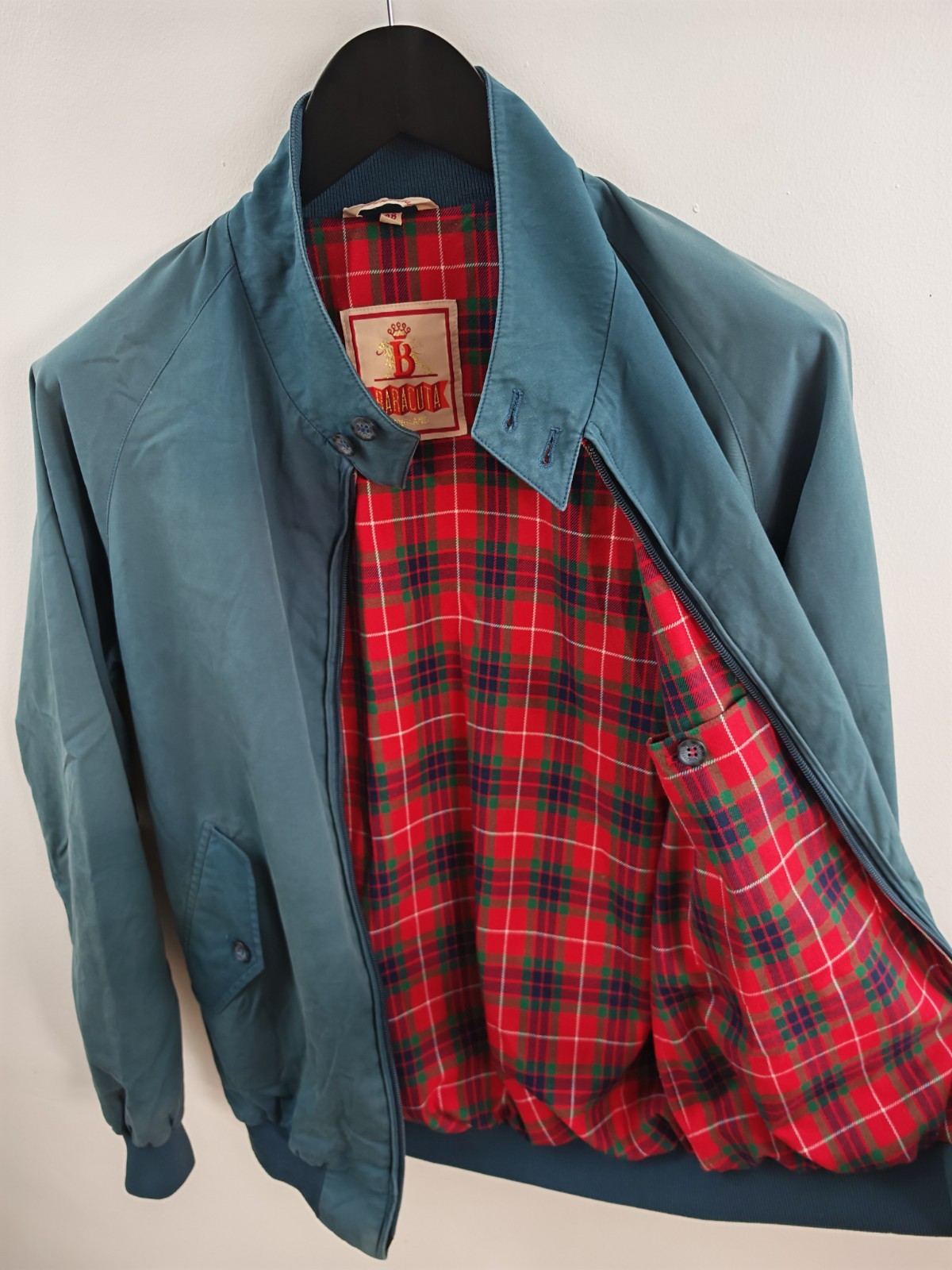 Baracuta G9 Harrington Jacket Mens Size 38 Faded Blue Green Made In England image 6