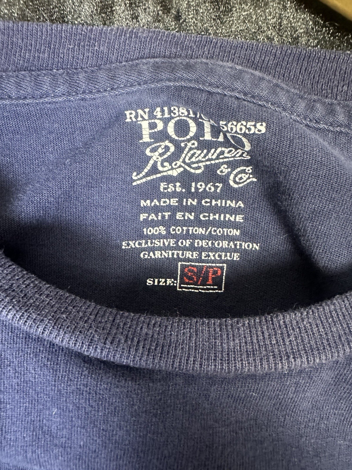 Polo Ralph Lauren t shirt polo taschino maglietta lunga pony logo manica uomo S blu