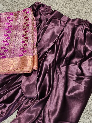 Thai Purple Traditional Khmer Pants Size M With Faux Silk Shawl Shoulder Cloth - Picture 2 of 5