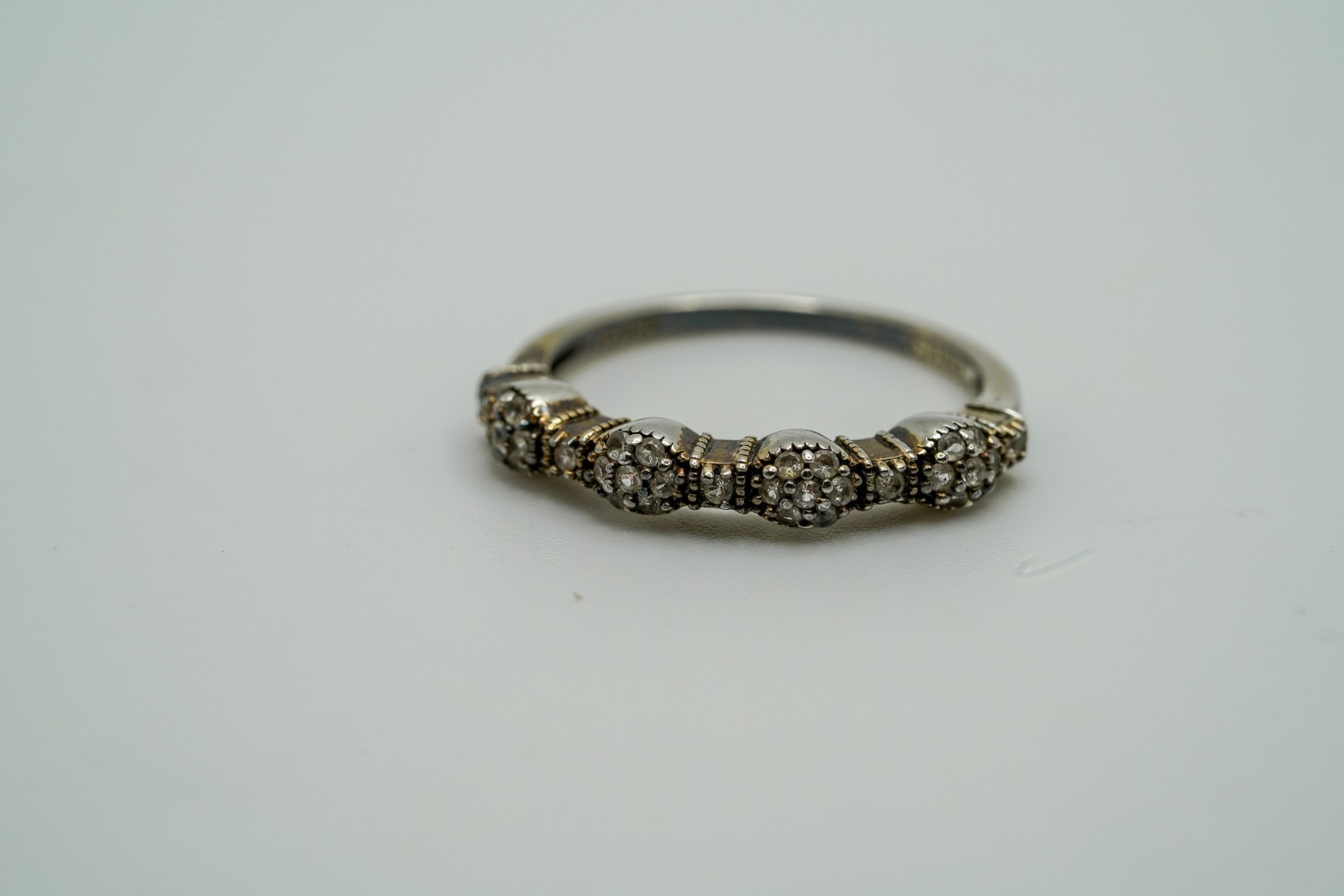 Vintage Sterling Silver Stackable CZ Ring Size 9 … - image 1