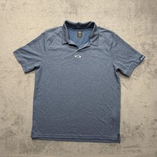 Oakley Polo Shirt Mens XL Blue Heather Regular Fit Performance Golf Athletic
