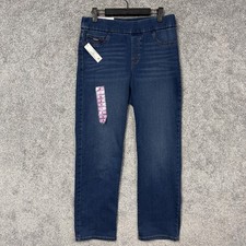 Nine West Jeans Womens 6 Blue Heidi Pull On Straight Leg Clean Girl Denim NWT