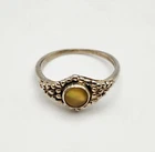 Vintage Sterling Silver Yellow Cat's Eye Ring Size 10