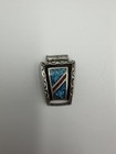 Vintage Navajo M.C. Turquoise & Coral Inlay Watch Band Link Southwest Jewelry — photo 7