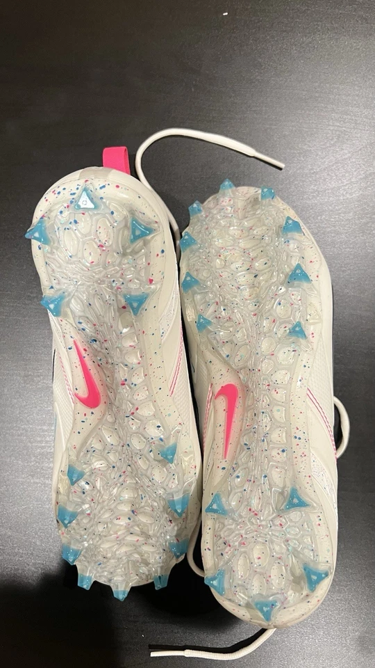Бутсы лакросс Nike Alpha Huarache 8 Elite — белые/розовые/синие — размер 9,5 - Изображение 3 из 4